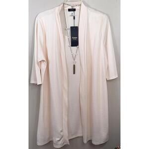 Espresso Jacket Dress One Piece With Necklace 3/4 Sleeves Pink Size 2X See Desc